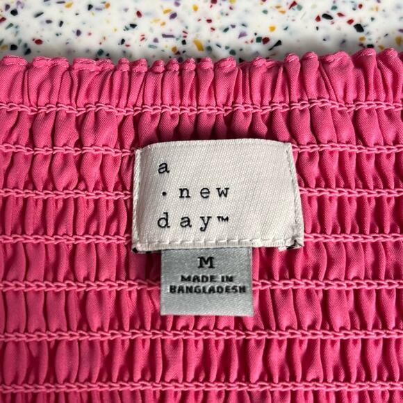 A New Day Puff Sleeve Bubble Mini Dress Cut Out Hot Pink Women’s Size M - Picture 3 of 3